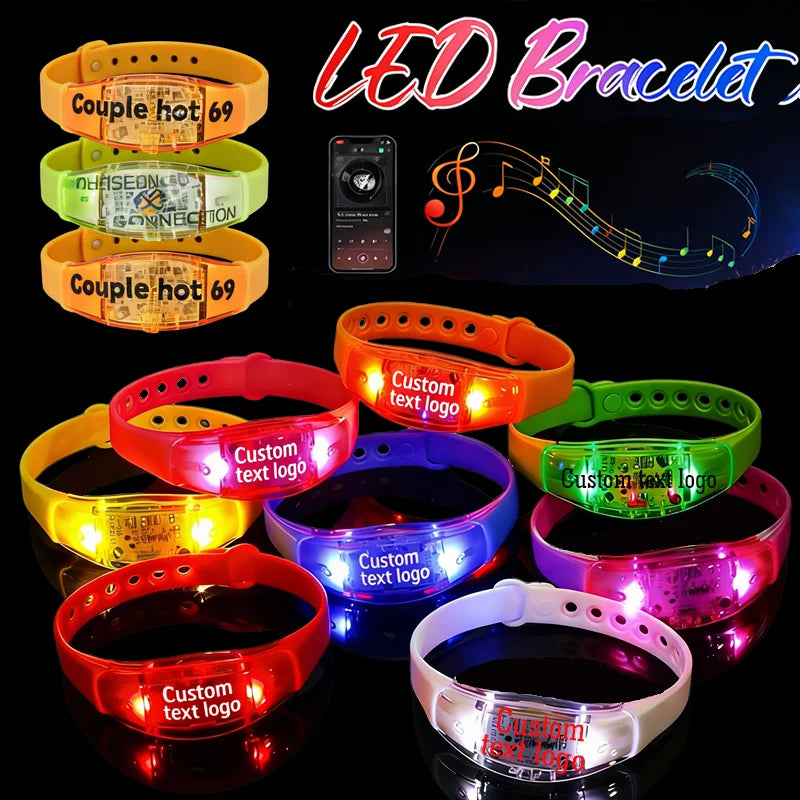20 50 Commission LED Sound Activated Glow Dark Bracelets Rhythmic