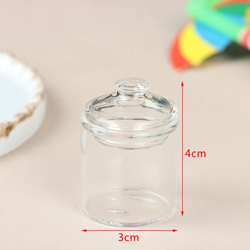 ▶High borosilicate mini glass candy jar food play doll house accessories Zpaxo Onesize