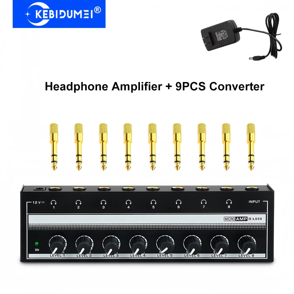 Headphone Amplifier 8 Channels Stereo Audio AMP Ultra-compact