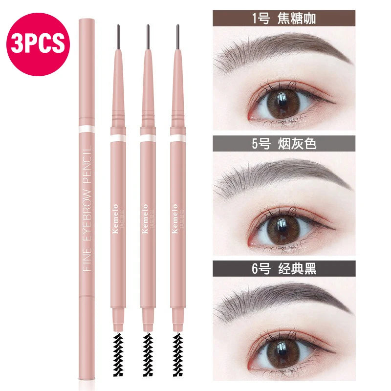 6 Colors 1.5mm Ultra Fine Double-Ended Eyebrow Pencil with Brush Long Lasting Waterproof Professional Eye Makeup Cosmetics Zpaxo 01 and 05 and 06