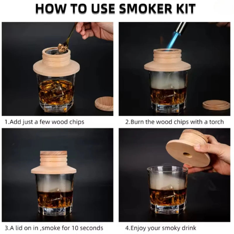 2026 New Popular Cocktail Smoked Wooden Whiskey Barrel, Whiskey Wood Flavor Enhancement Cover, Whiskey Smoker, Gift Smoker Zpaxo