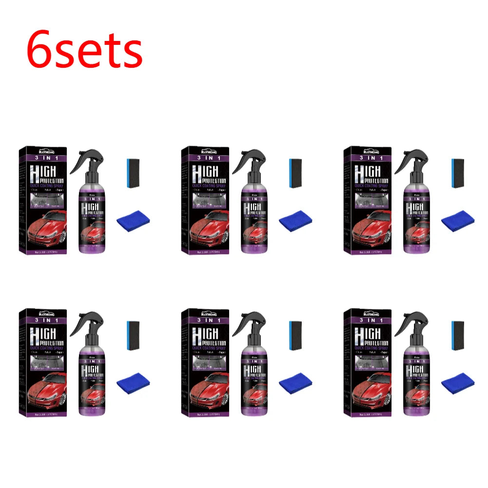 3 In 1 Auto Nano Ceramic Coating 100ml Car Paint Scratch Repair Remover Car Nano Spray Glass Hydrophobic Coating Car Paint Care Zpaxo 6sets