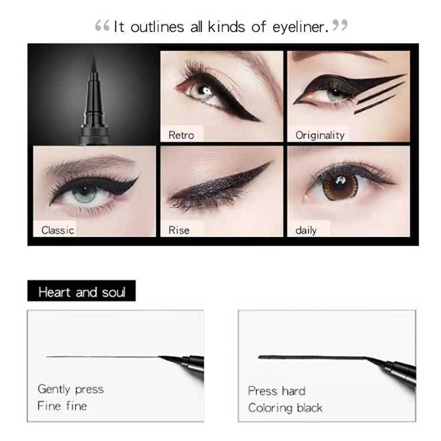Dual-head eyeliner waterproof non-smudged and sweat-proof multi-function eye bag pen outline highlight liquid contour eyeliner Zpaxo