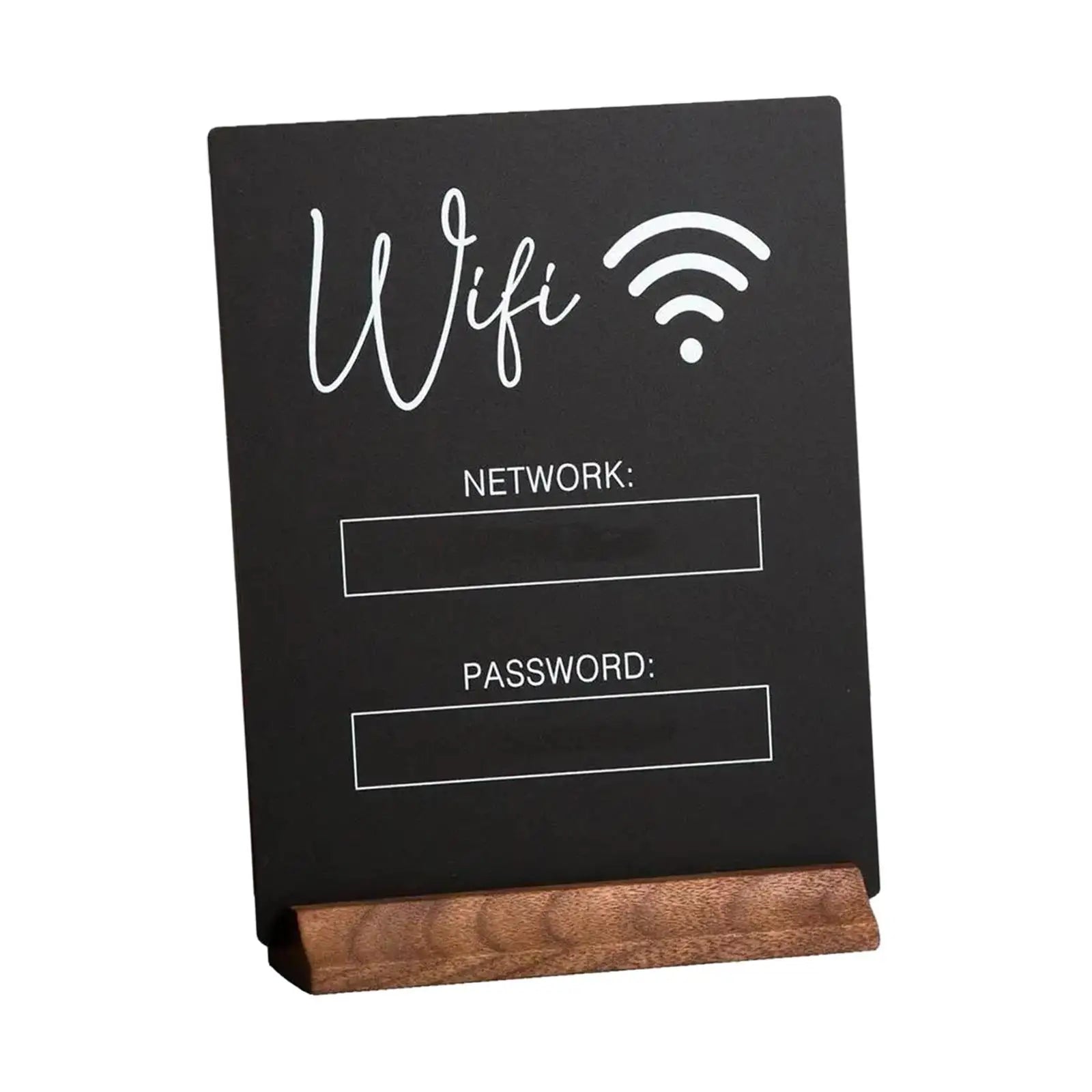 WiFi Password Sign Holder – Acrylic & Wood Desktop Stand Desktop Sign Holder Zpaxo black