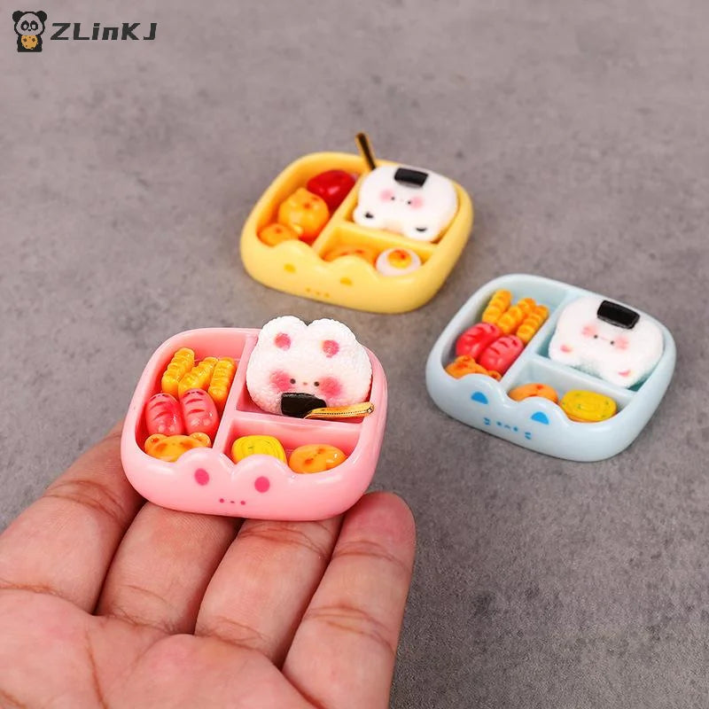 ▶Children's Pretend Play Toy Miniature Simulation Rice Ball Meal Playset DIY Decor Realistic Portable Bento Food Model Zpaxo