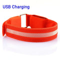 Night Running Armband LED Light Outdoor Sports USB Rechargeable Safety Belt Arm Leg Warning Wristband Cycling Bike Bicycle Light Zpaxo Red