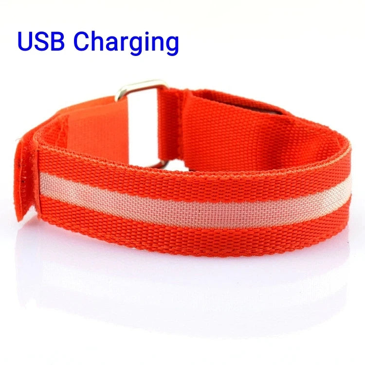 Outdoor Sports Armband LED Light Night Running Safety Belt USB Rechargeable Arm Leg Warning Wristband Cycling Bike Bicycle Light Zpaxo Red