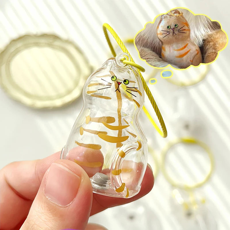 1Pc Cat Hair Storage Memorial Pendant Bag Charm,Pet Fur Keepsake Box,Keyring DIY Hangnging Decor Accessories Gift For Cat Lovers Zpaxo
