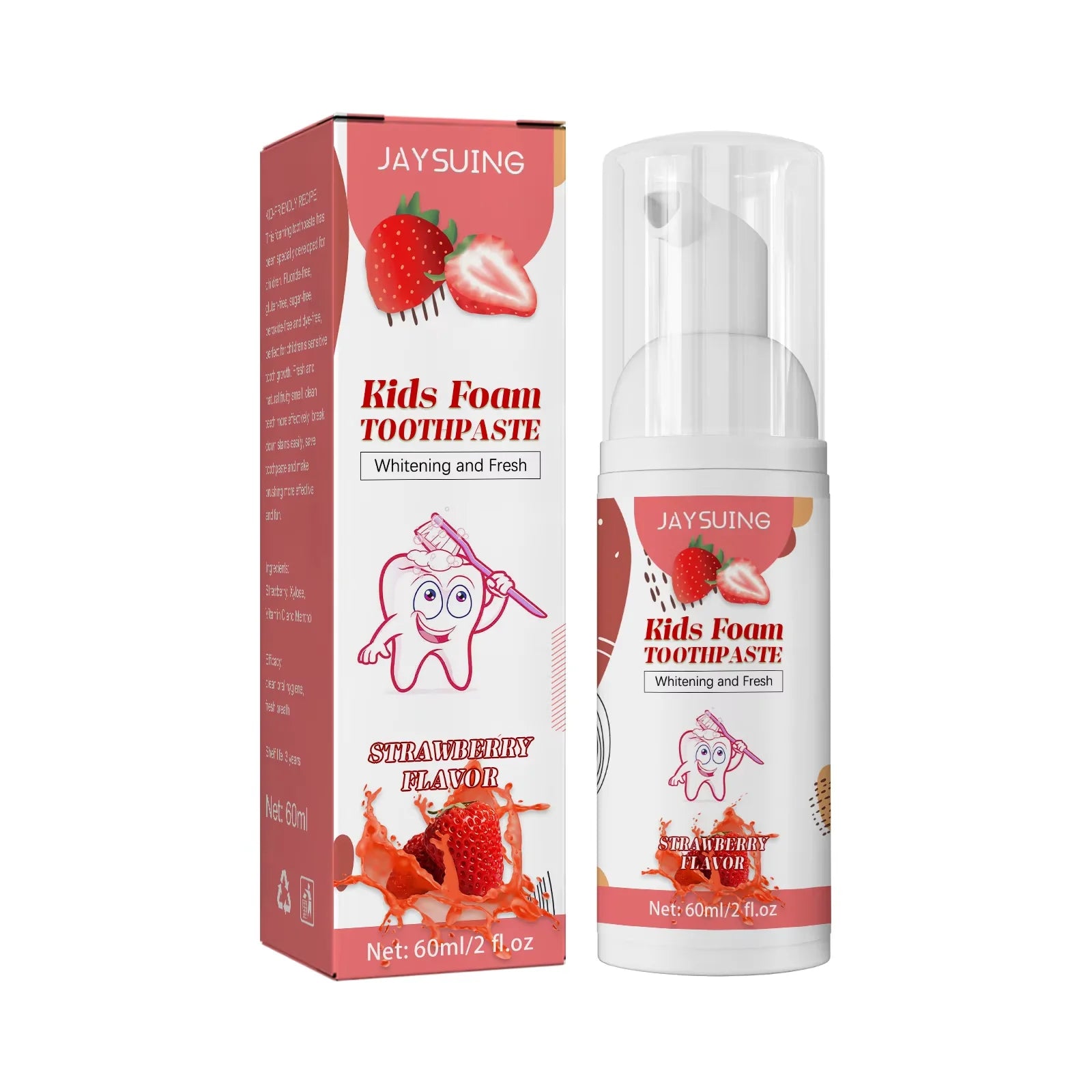 Kids Probiotic Foam Toothpaste – Fruit Flavor Stain Removal, 60ml Kids Foam Toothpaste Zpaxo Strawberry Flavor