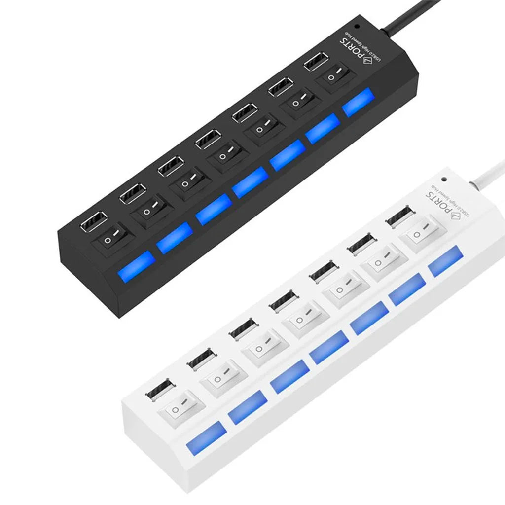USB 2 0 Hub 7 Port Multi Ports 7in1 Data Splitter Independent Off Zpaxo