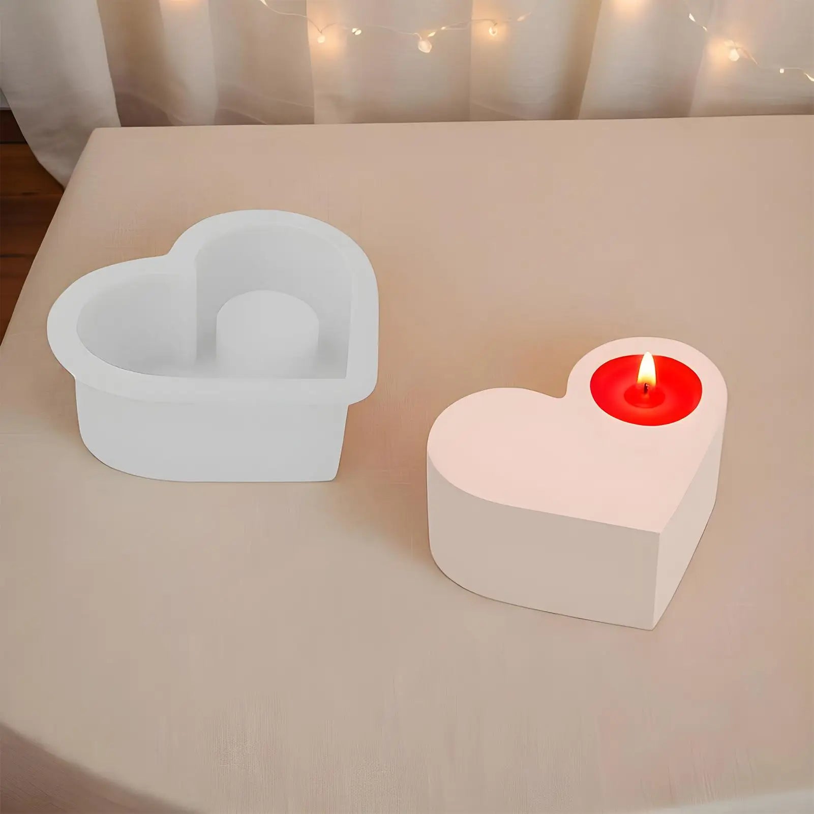 Candle Silicone Mold 3D Love Candle Silicone Mold Epoxy Mould for Handmade Crafts Casting Decoration Home Arts Family Friend Zpaxo Default Title