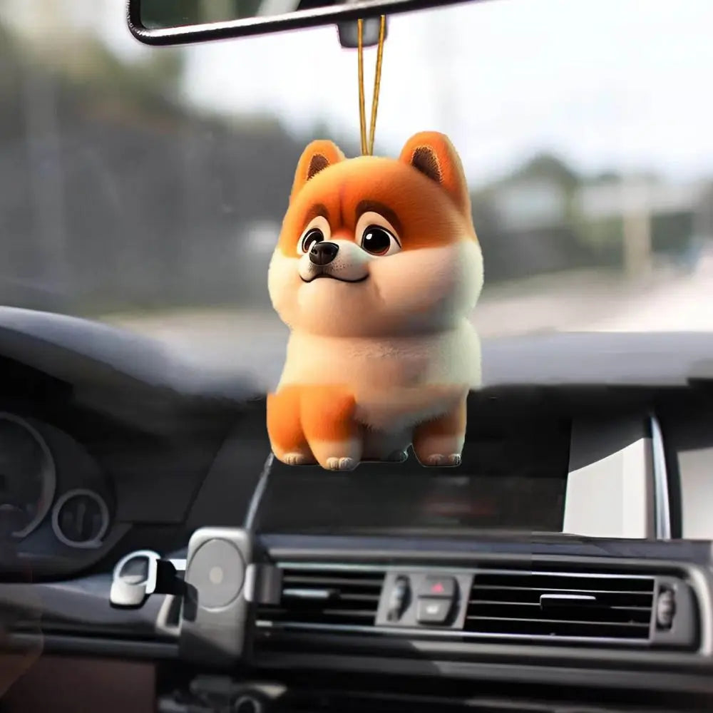 2D Dog Christmas Tree Hanging Pendants Cartoon Decorative Cartoon Dog Car Pendant Hanging Acrylic Dog Christmas Tree Charms Door Zpaxo