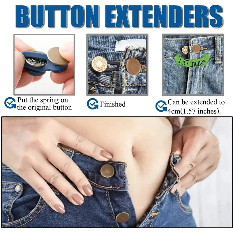 Jeans & Pants Waistband Button Extenders – 3/6/9 Pack