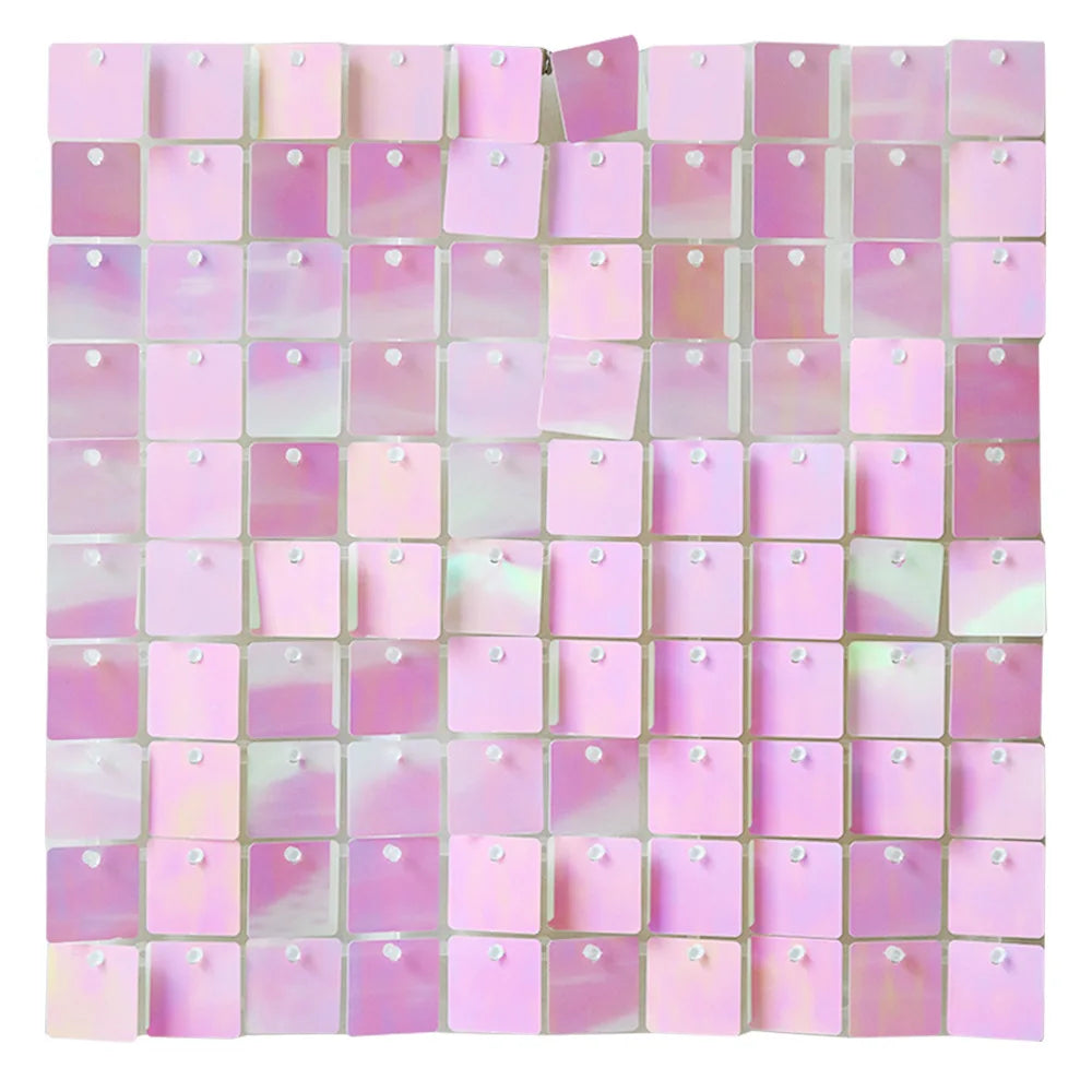 Colorful Glitter Square Shimmer Wall Backdrop Sequin Shiny Panels Zpaxo Colorful pink 24 Pieces(30x30cm)