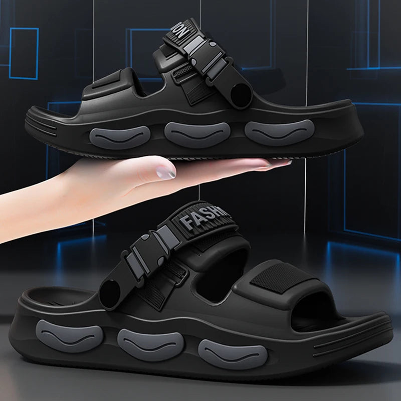 Summer Men's Slippers Thick-soled Non-slip Breathable Open Toed