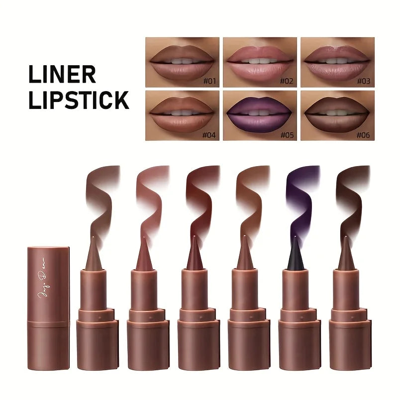 Tapered Gradient Lip Liner Matte Black Brown Velvet Lipstick Zpaxo