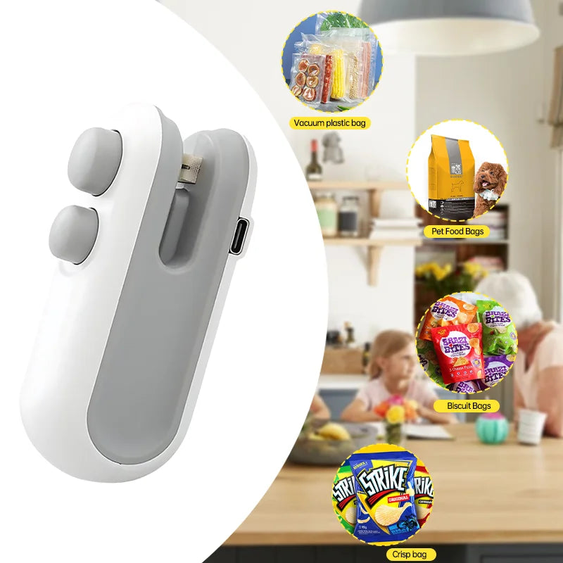 Mini Bag Sealer 1 USB Rechargeable Heat Food Packaging 300mah