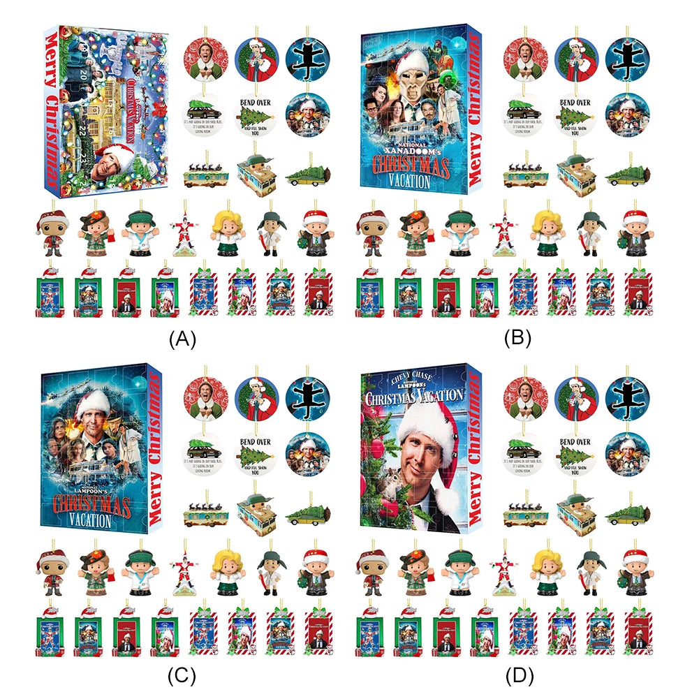 Christmas Classic Movie Advent Calendar Decoration 2024 Xmas Festival Theme Calendar Home DecorVacation Countdown Calendar Zpaxo