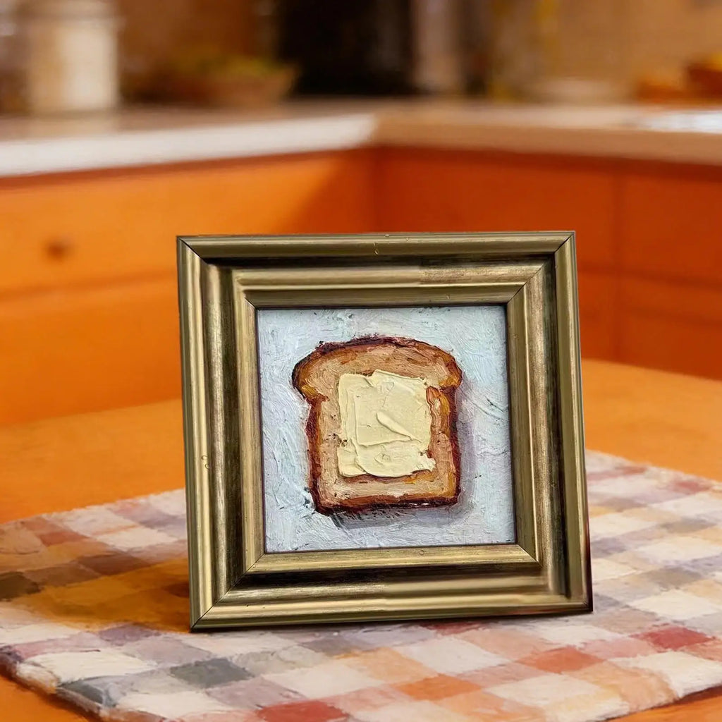 Kitchen Pictures Wall Decor Mini Buttered Toast Oil 3 9x3 9 Inches