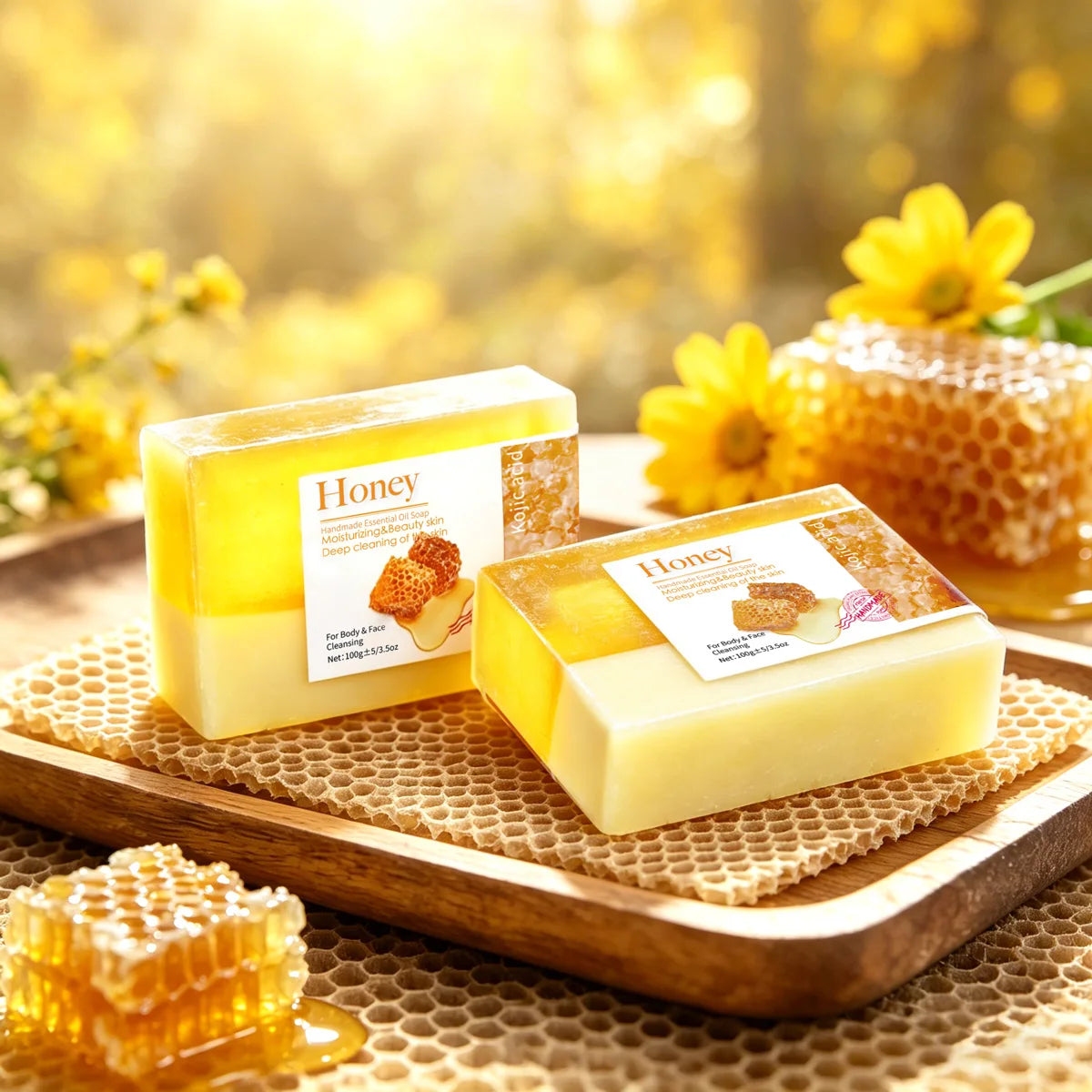 Two tone honey goat milk handmade soap cleansing essential oil soap refreshing oil control bath soap Zpaxo