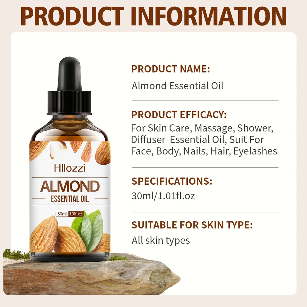 30ml Almond Essential Oil, Carrier Oil, Care Oil, Hydrating, Aromatherapy, Soap, Humidifier Zpaxo
