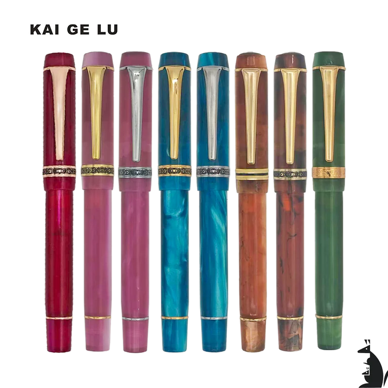 Kaigelu 316 Acrylic Fountain Pen Polished Nib Blue Brown White Marble Amber Pattern Ink Pen Writing Gift Student Office Business Zpaxo