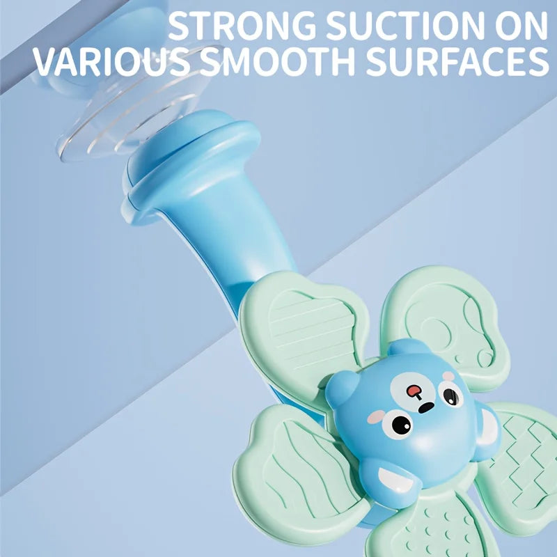 Baby Suction Cup Windmill Toy Manual Rotating Wind- Spinner Bear