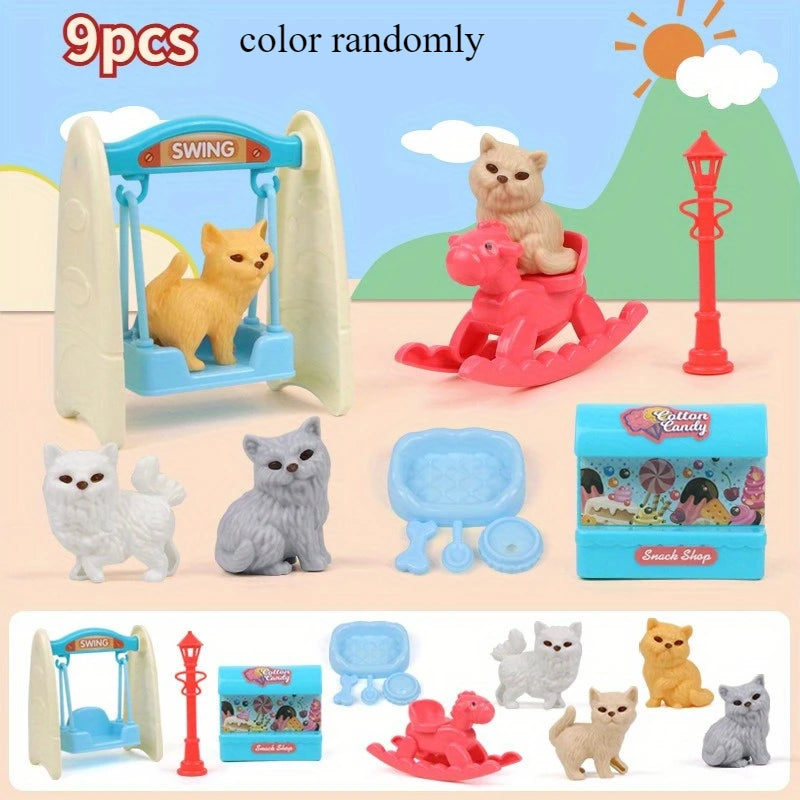 Cute Dog Pet Basket Family Toys Doll Cage Scene Playing Christmas