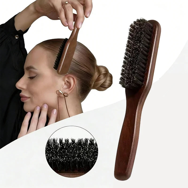 Boar Bristle Hair Brush (Unisex) - Fragrance-Free Professional Barber Styling Bristle Brush, Suitable for Thick/Fine Hair Zpaxo Round tail