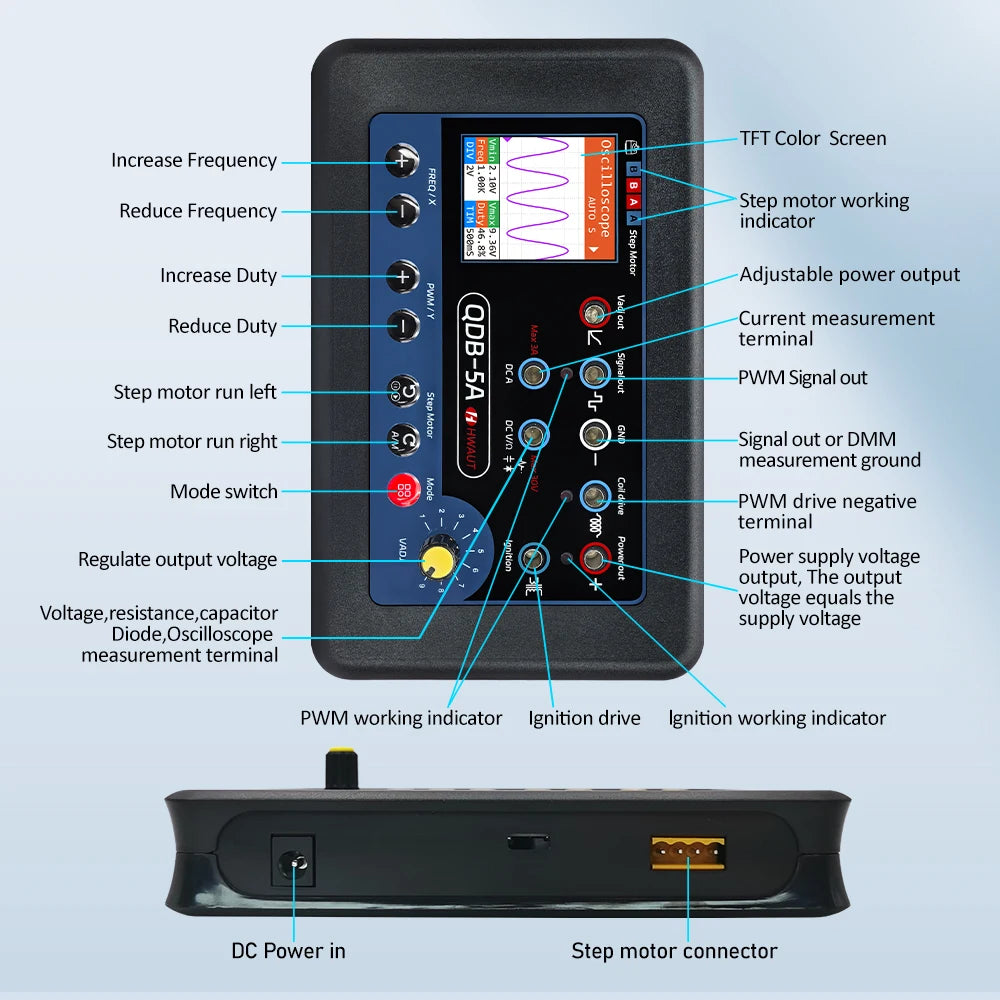 QDB4A QDB-5A Car Sensor Tester Oscilloscope PWM Drive Multimeter