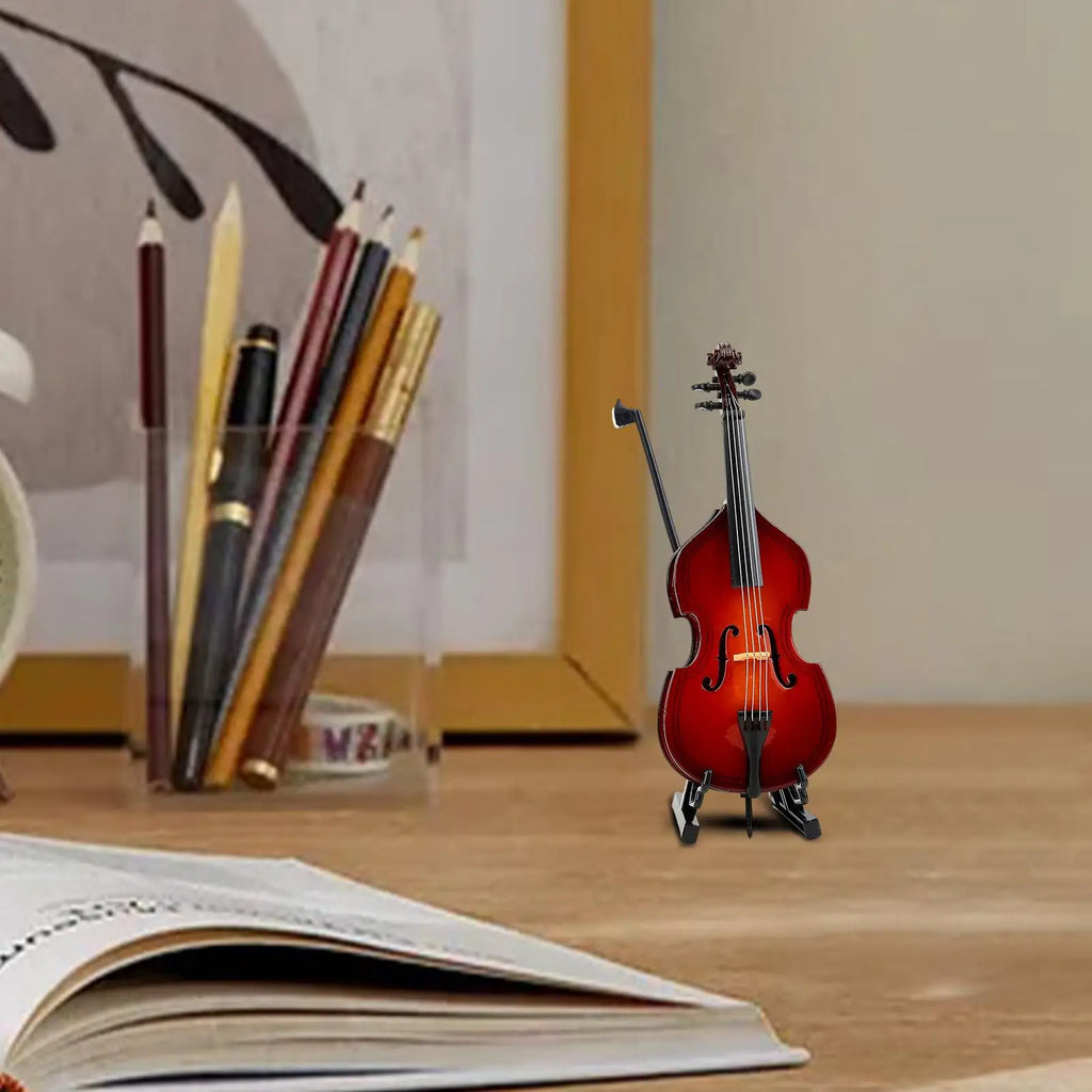 Miniature Cellos Model Wooden Musical Instrument Figurines Mini