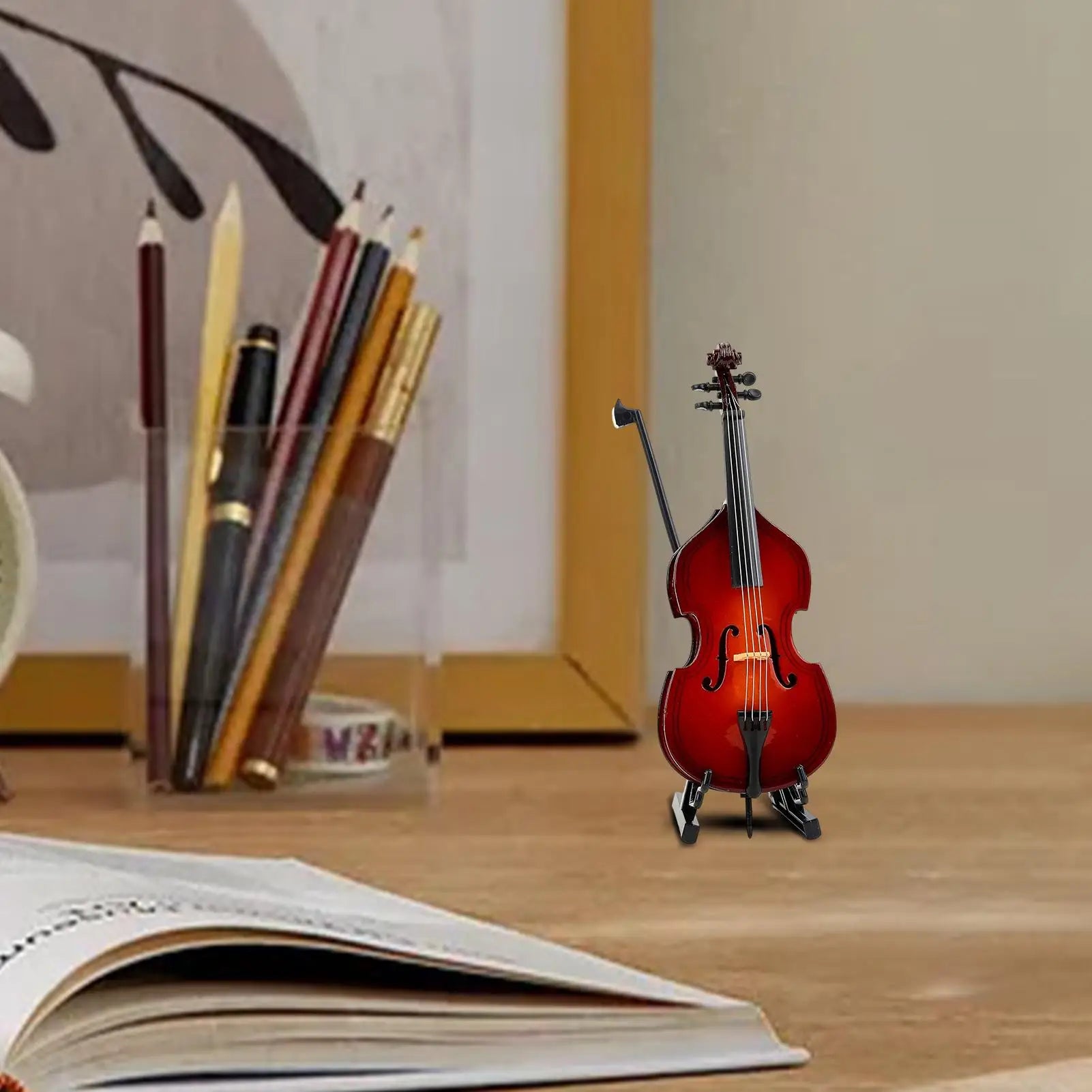 Miniature Cellos Model Wooden Musical Instrument Figurines Mini