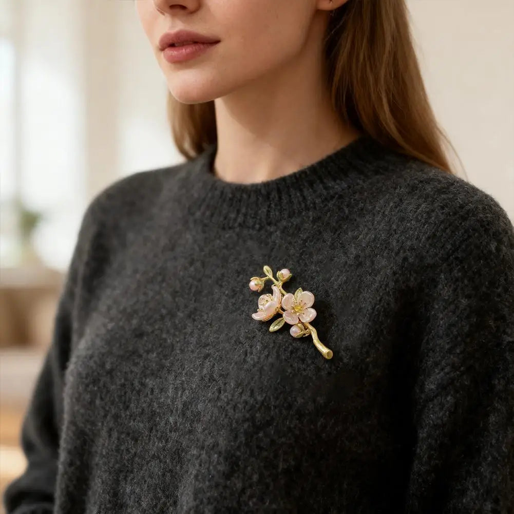 Luxury Zircon Tulip Flower Pearl Brooches For Women Fashion Crystal Floral Leaf Lapel Pins Banquet Patry Clothes Corsage Jewelry Zpaxo