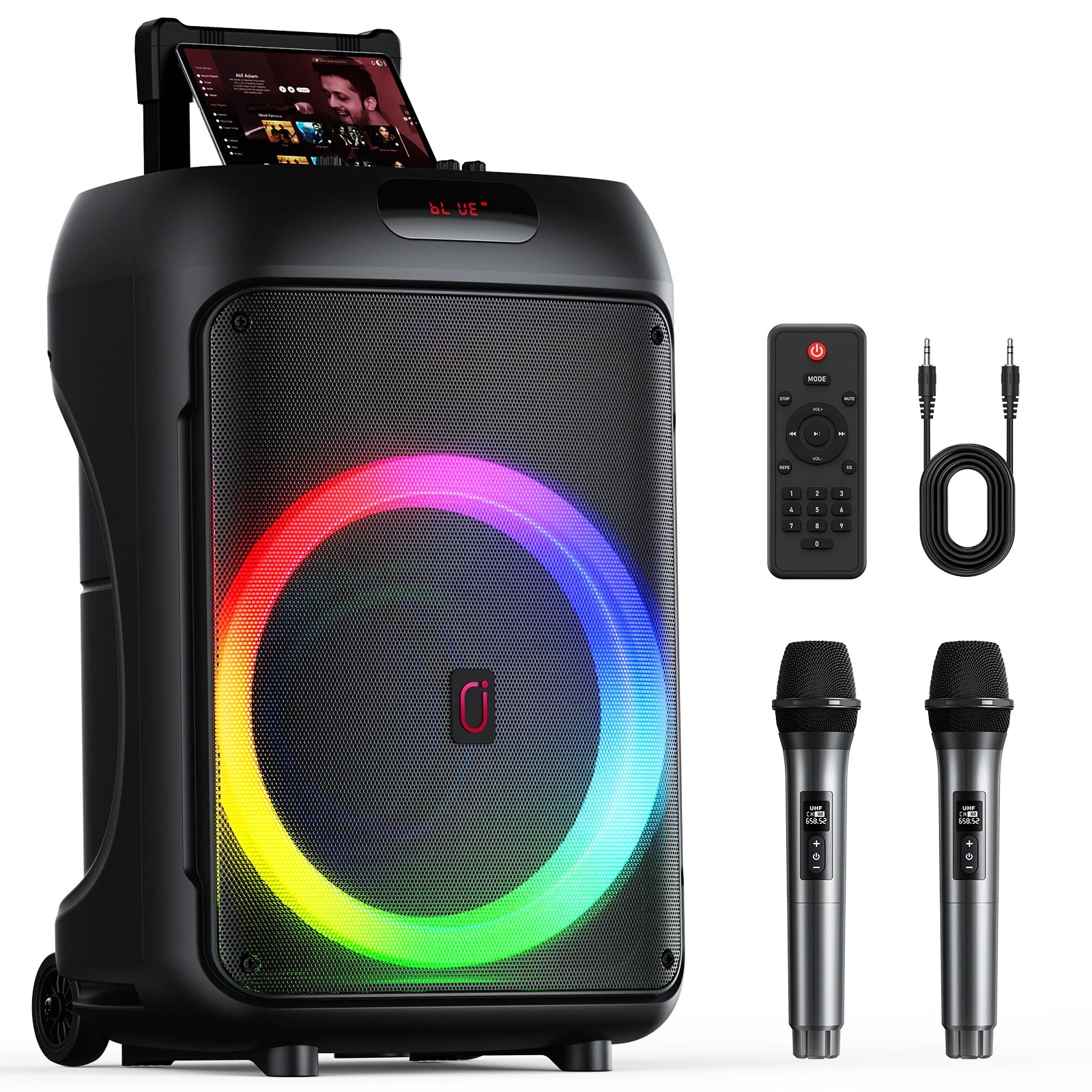 T36 Karaoke Machine 2 Wireless Microphones Big Bluetooth Party