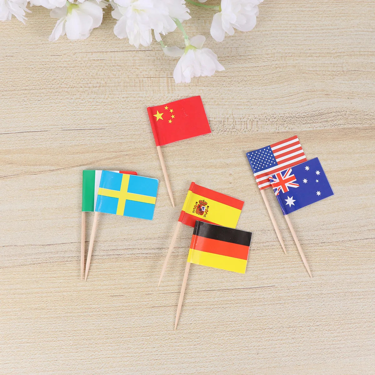 World Flag Fruit Picks National Flags Sticks Dessert Cocktail Toppers