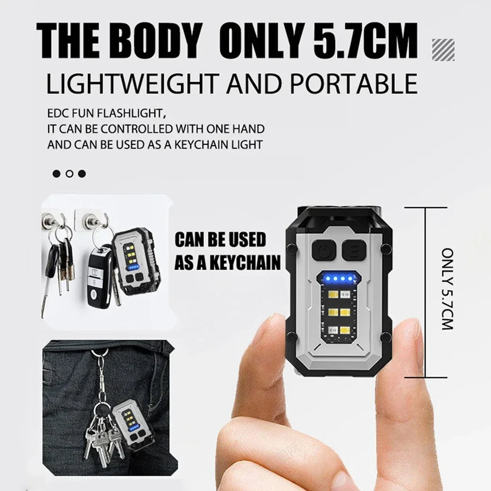 Mini Rechargeable LED Keychain Flashlight – Magnetic & Clip-On