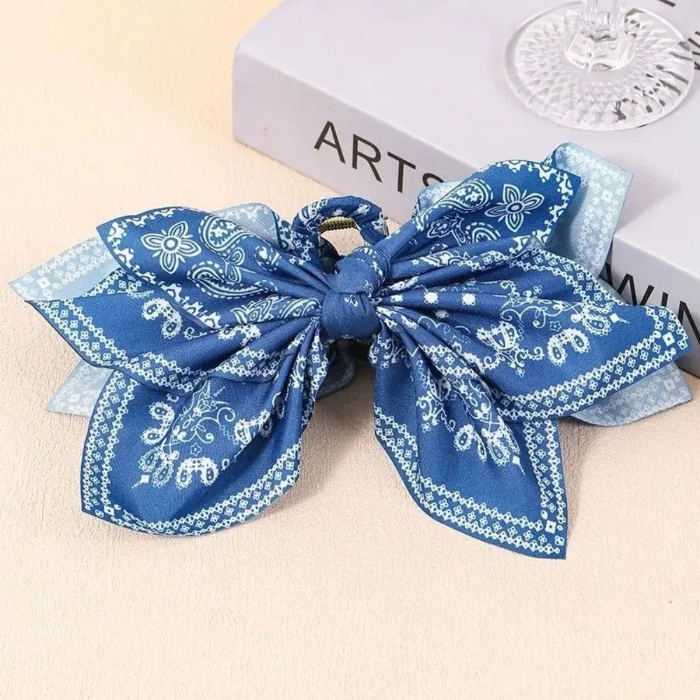 New Double-sided Hair Clip Large Cashew Flower Butterfly Knot Scratching Hair Accessory Shark Clip For Women Summer Vacation Zpaxo Blue