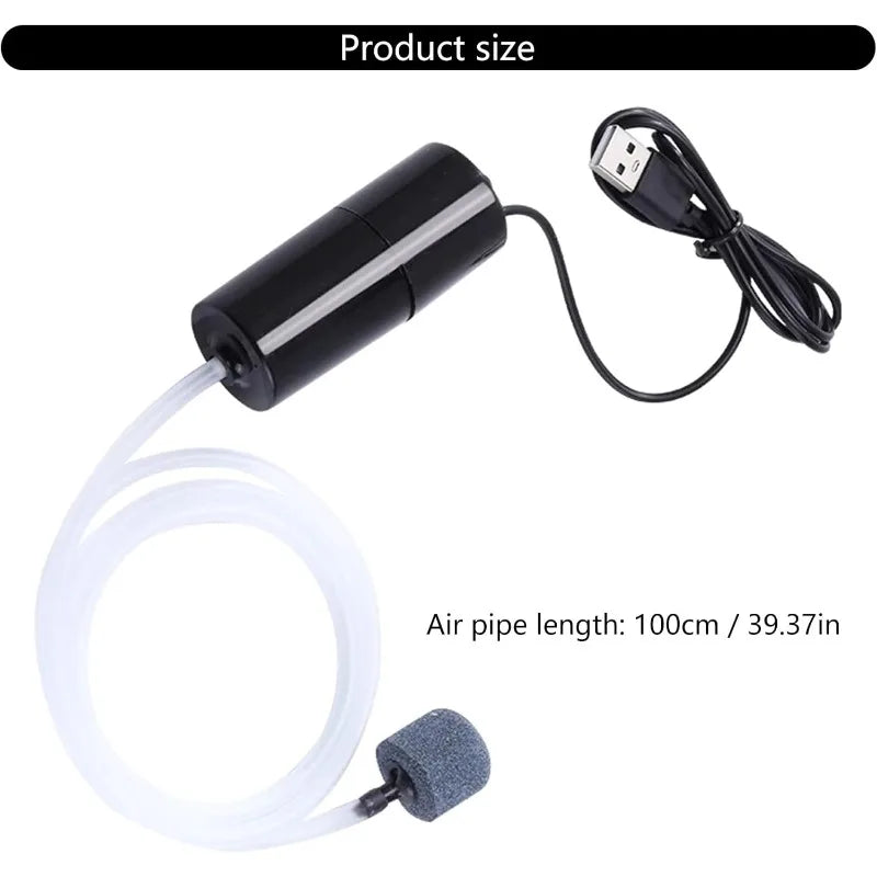 Portable USB Aquarium Air Pump – Quiet Copper Core Aerator