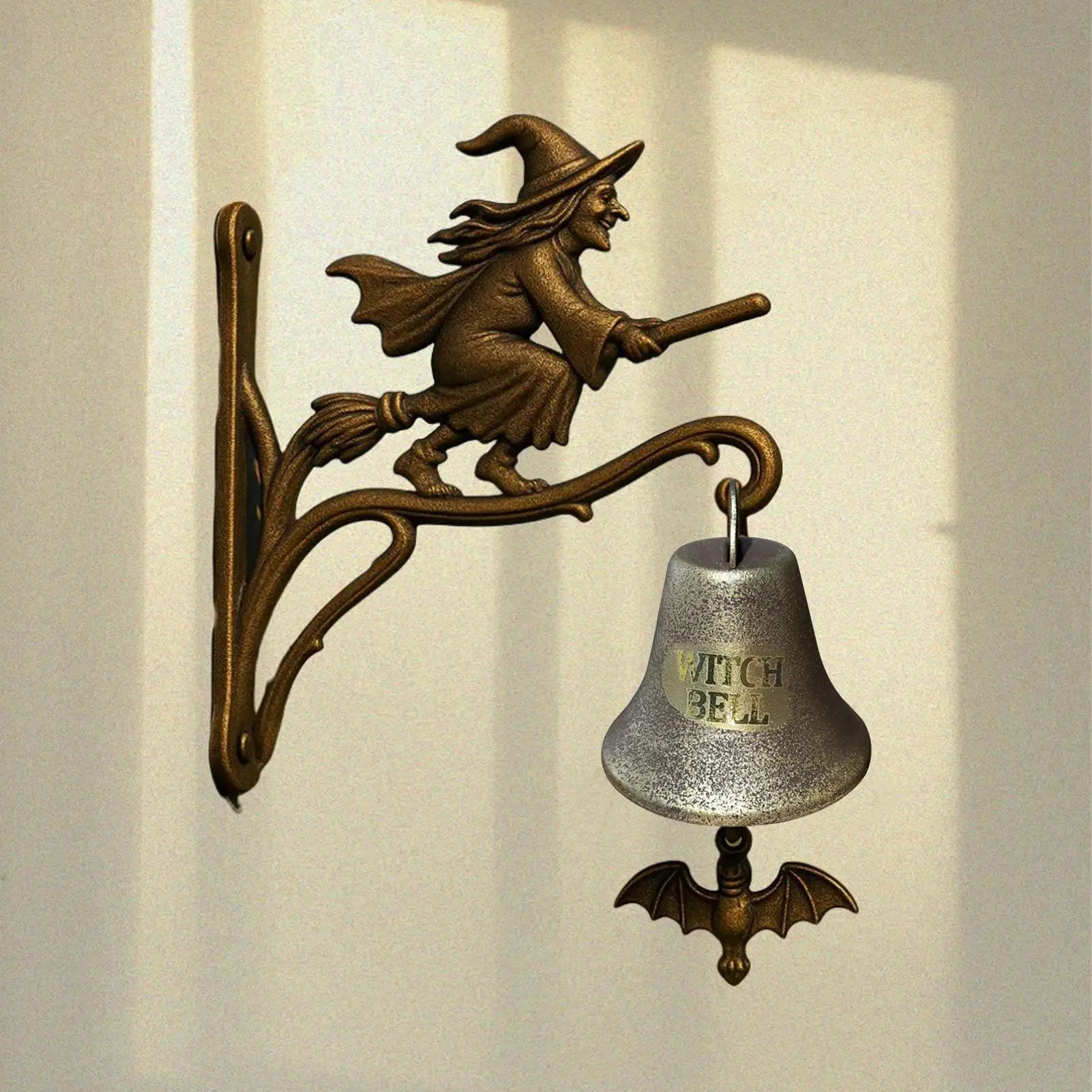 Halloween Witch Doorbell Metal Retro Hanging Bell Wall Mounted Porch