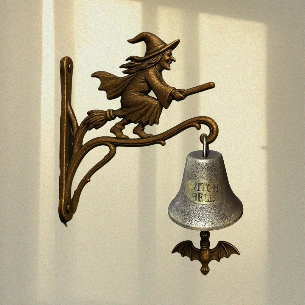 Halloween Witch Doorbell Metal Retro Hanging Bell Wall Mounted Porch
