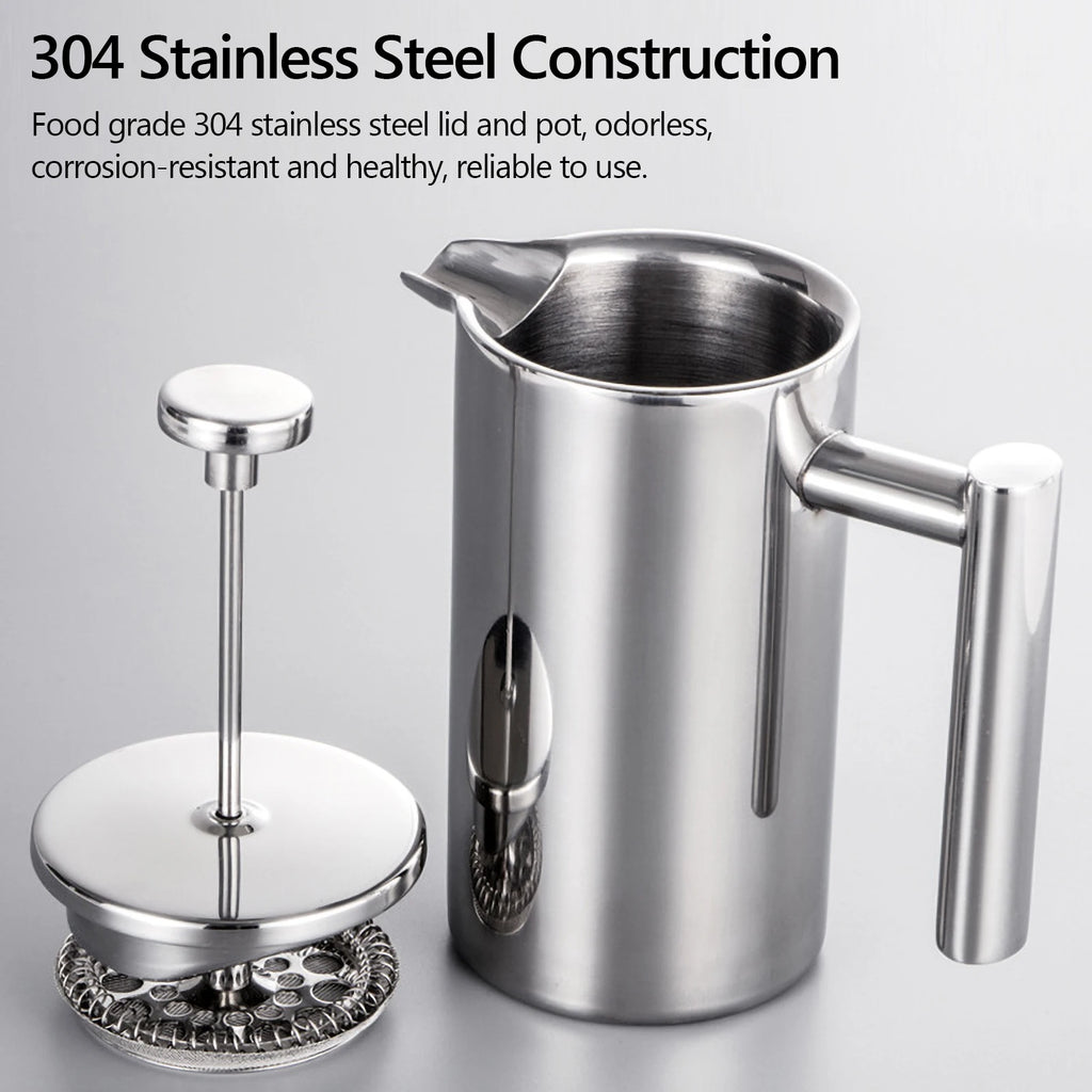 350ml/800ml/1000ml French Press Coffee Maker Stainless Steel Double Walled Insulated Coffee Maker Pot Stainless Steel Kettle Zpaxo