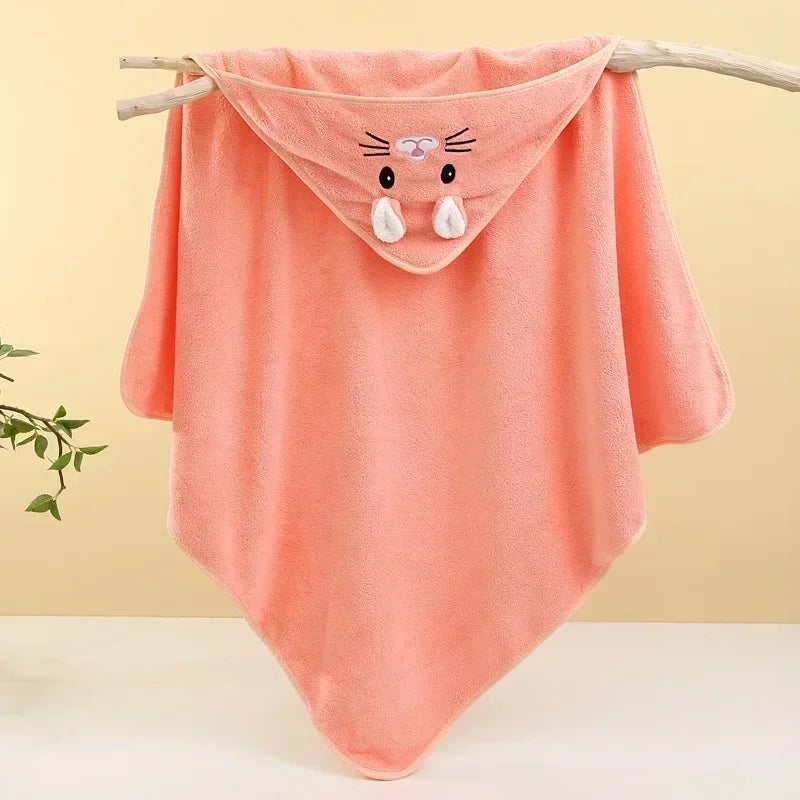 Soft Hooded Baby Bath Towel – Newborn Swaddle Wrap Blanket Hooded Baby Towel Zpaxo Orange 80x80cm