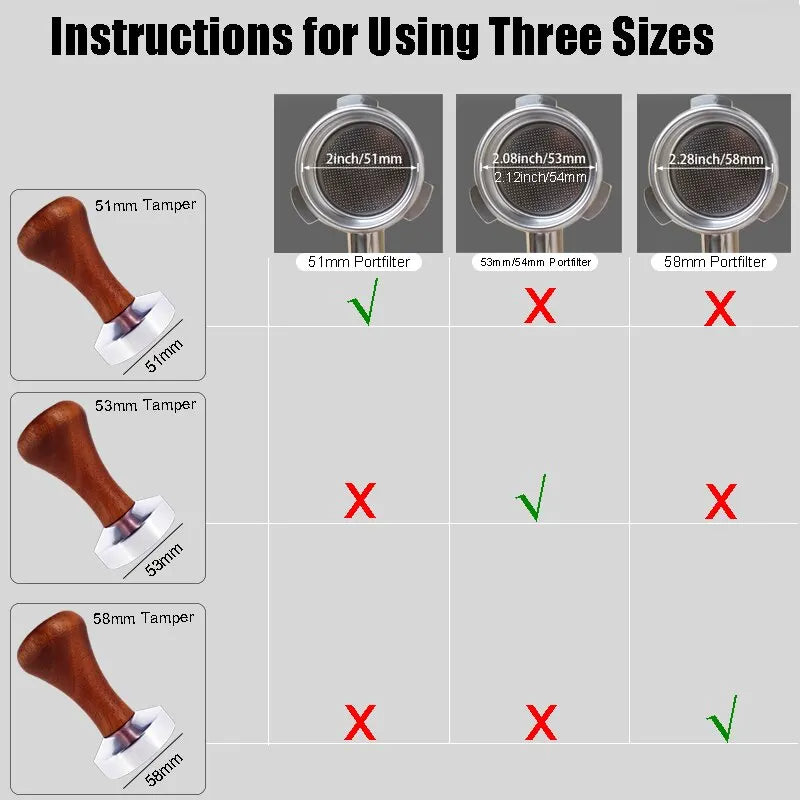 Espresso Coffee Tamper 51/53/58mm – Aluminum & Wood Handle Espresso Coffee Tamper Zpaxo