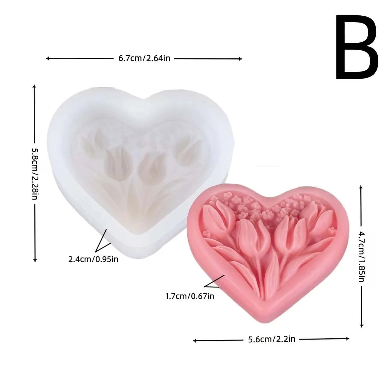 1pc Heart Tulip Silicone Candle Mold 3D Aromatherapy Candle Soap Gypsum Craft Home Decor Silicone Mold Valentine's Day Zpaxo light green