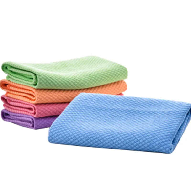 5/10pcs Dish Towels Fish Microfibre Scale Cleaning Cloth Reusable Kitchen Wipes Soft Dishcloths Lint-Free Super Absorbent Towel Zpaxo