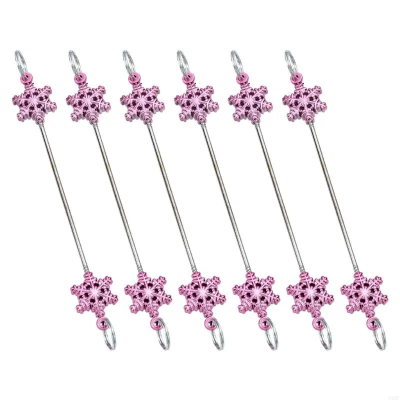 6 Metal Snowflake Ornament DIY Bead Crafts Christmas Tree Holiday Zpaxo candy pink China Mainland
