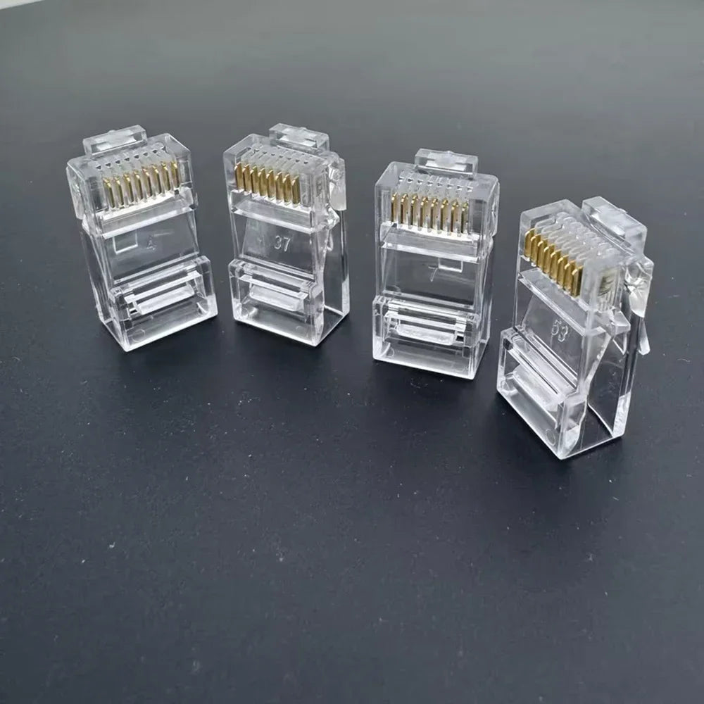 100pcs/set RJ45 Cat6/Cat5e Connectors Crystal End 8P8C Crimp UTP Standard Ethernet Network Modular Plug No Pass Through Zpaxo