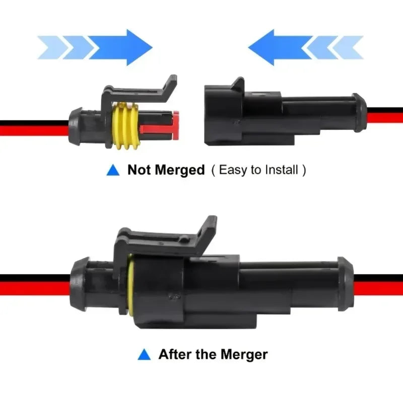 10pcs/5sets 2 Pin Way Connector Waterproof Connectors Male & Female Way 16 AWG Wire for Car Truck Boat Electrical Connector Zpaxo