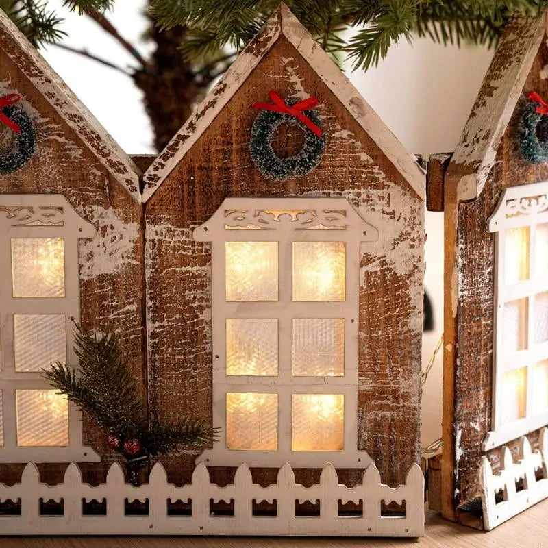 LED Illuminated Christmas Tree Collar Wooden Decorative Base Easy