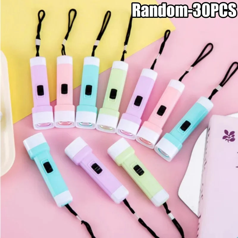 5- Outdoor Kids LED Flashlight Mini Portable Plastic Light Lanyard Zpaxo Random-30PCS